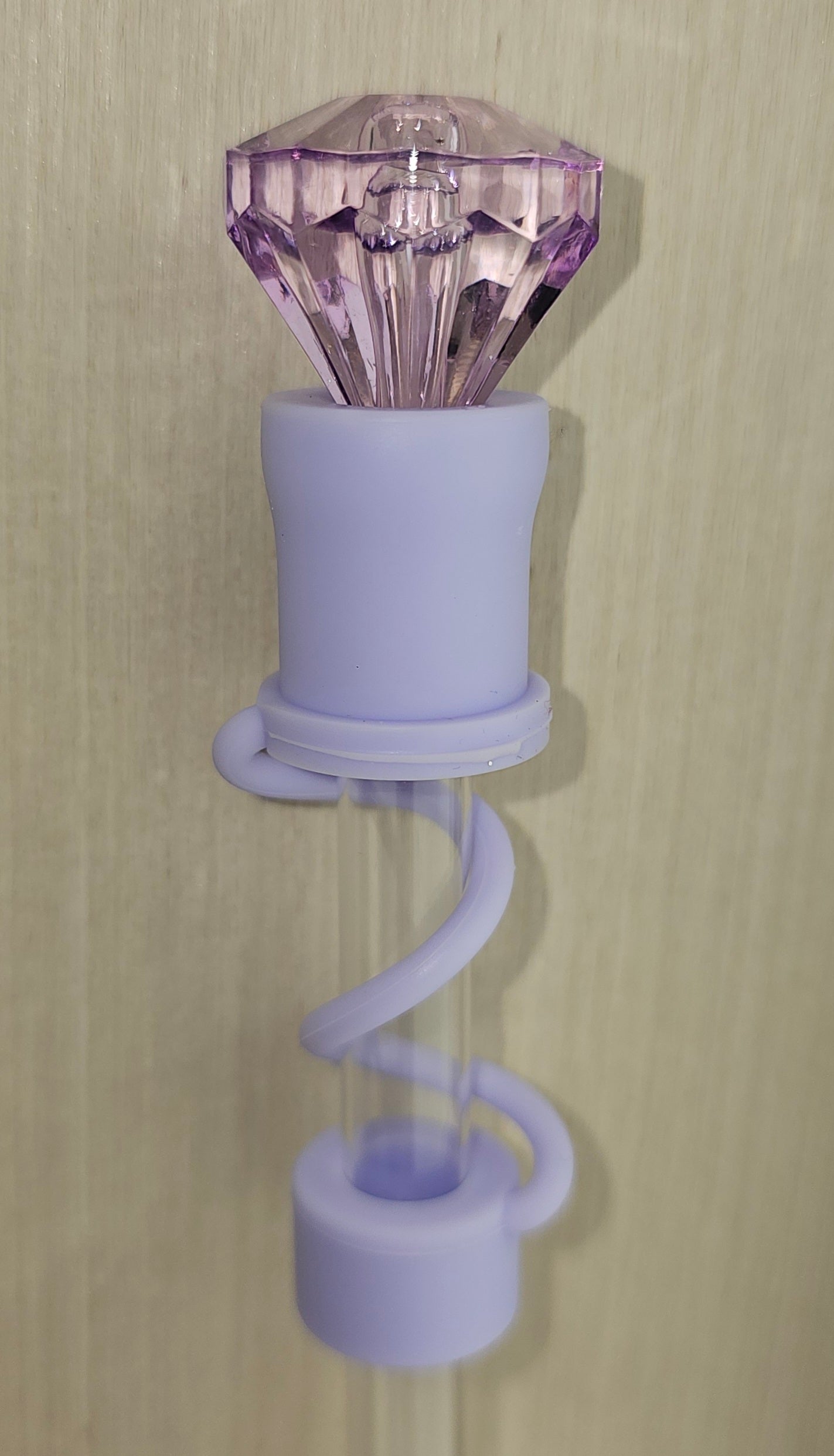 Lilac Purple Diamond 3D Silicone straw topper  - straw cover  - straw cap. 