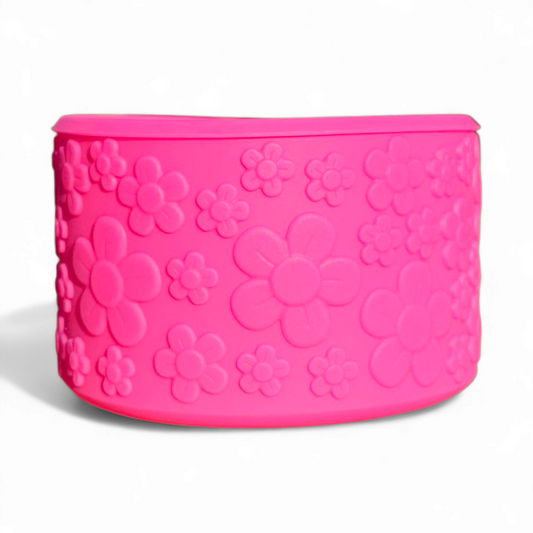 Hot Pink Flower textured silicone tumbler boot by Southern Creative Glamour 