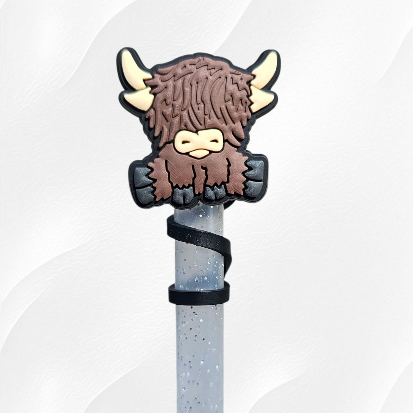 Highland Cow Straw Topper