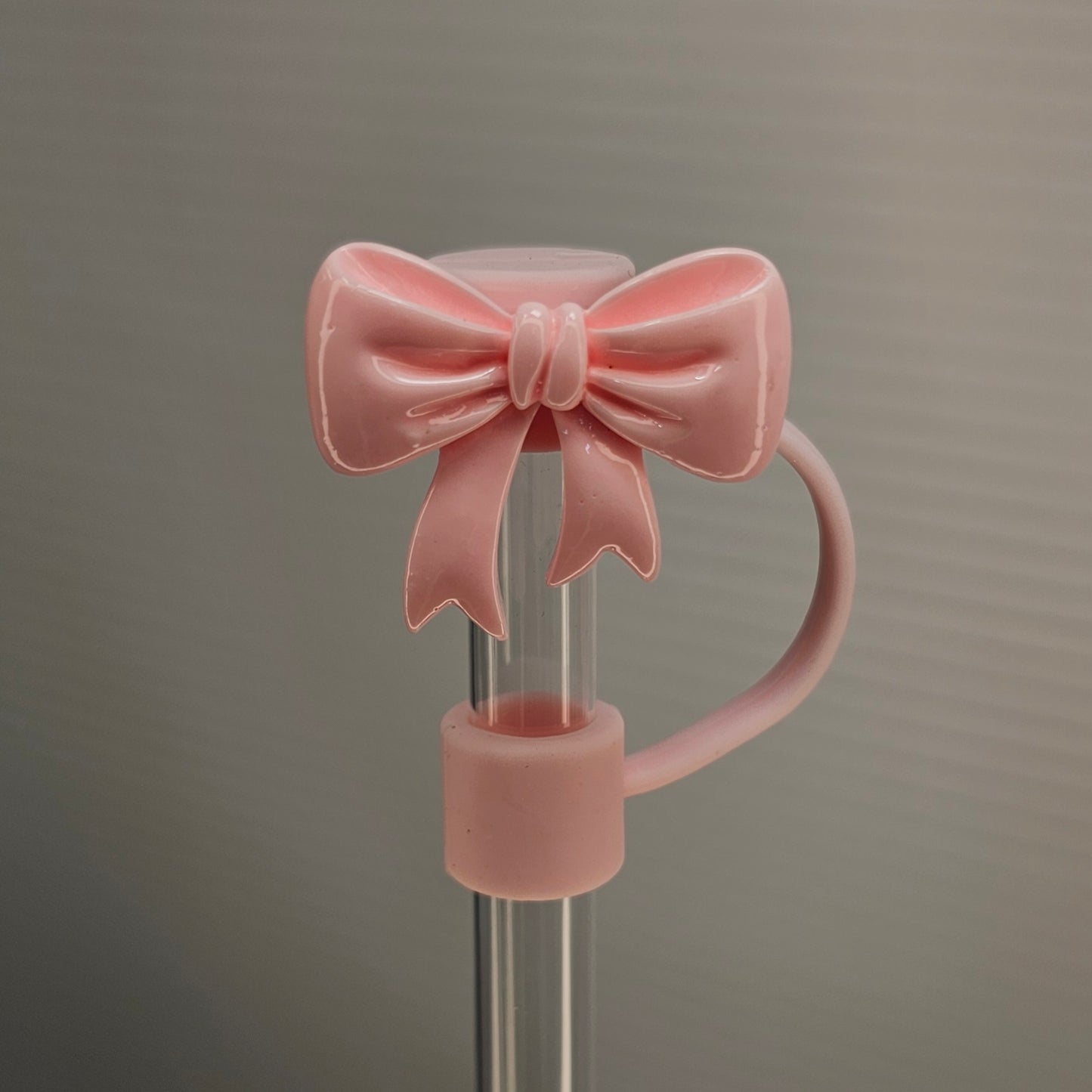 Blush Pink Coquette Bow Silicone Straw Topper  - Straw Cover  - Straw Cap. Fits 10mm and Stanley Straws. 