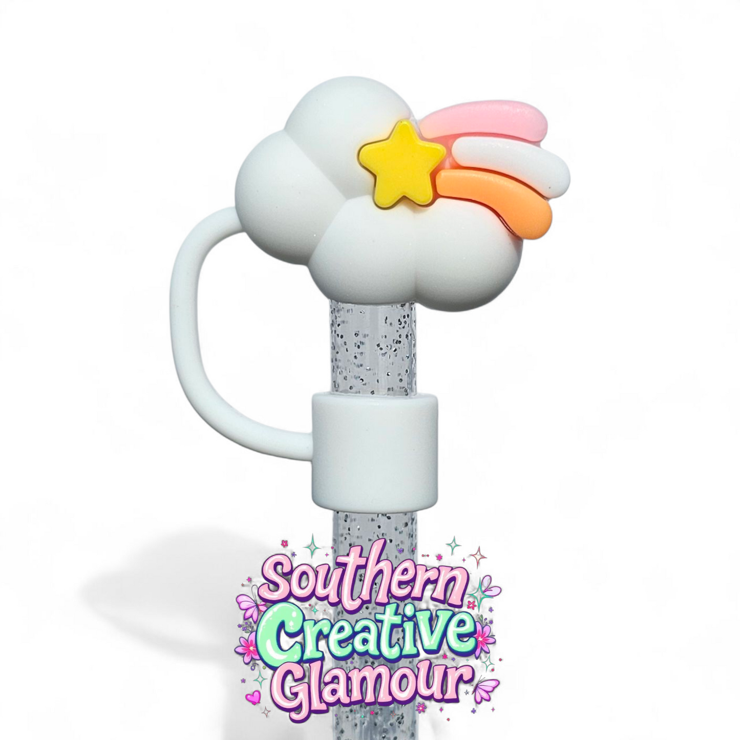Orange Dreamsicle 3D Rainbow 10mm Straw Topper by Southern Creative Glamour 