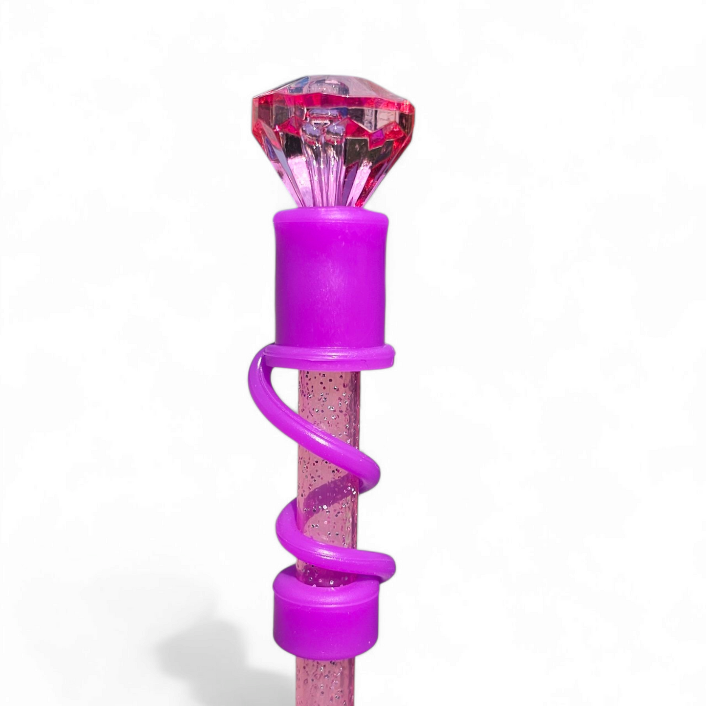 Barbie Pink | Purple Diamond Silicone 10mm Straw Toppers by Southern Creative Glamour 