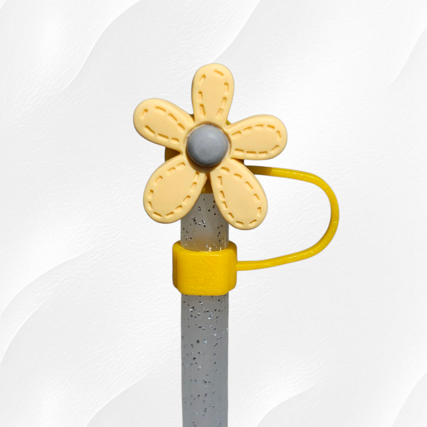 Yellow Daisy Flower Straw Topper 