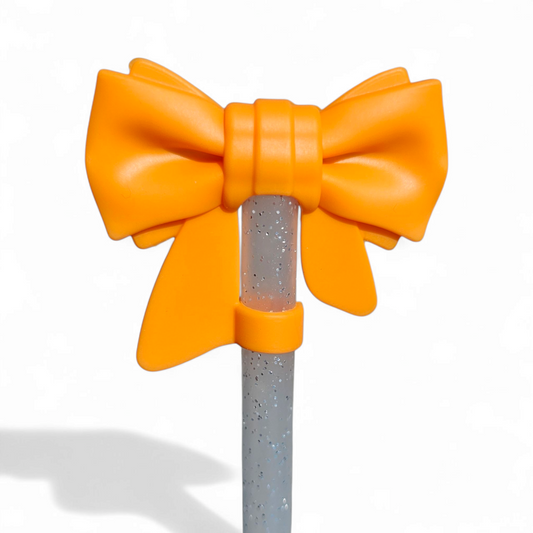 Orange Bow 3D Silicone 10mm Straw Topper by Southern Creative Glamour 