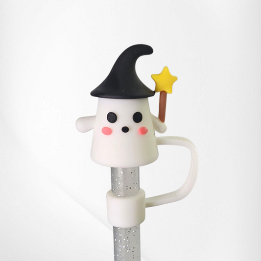 Halloween Magic Ghost 3D Silicone Straw Topper
