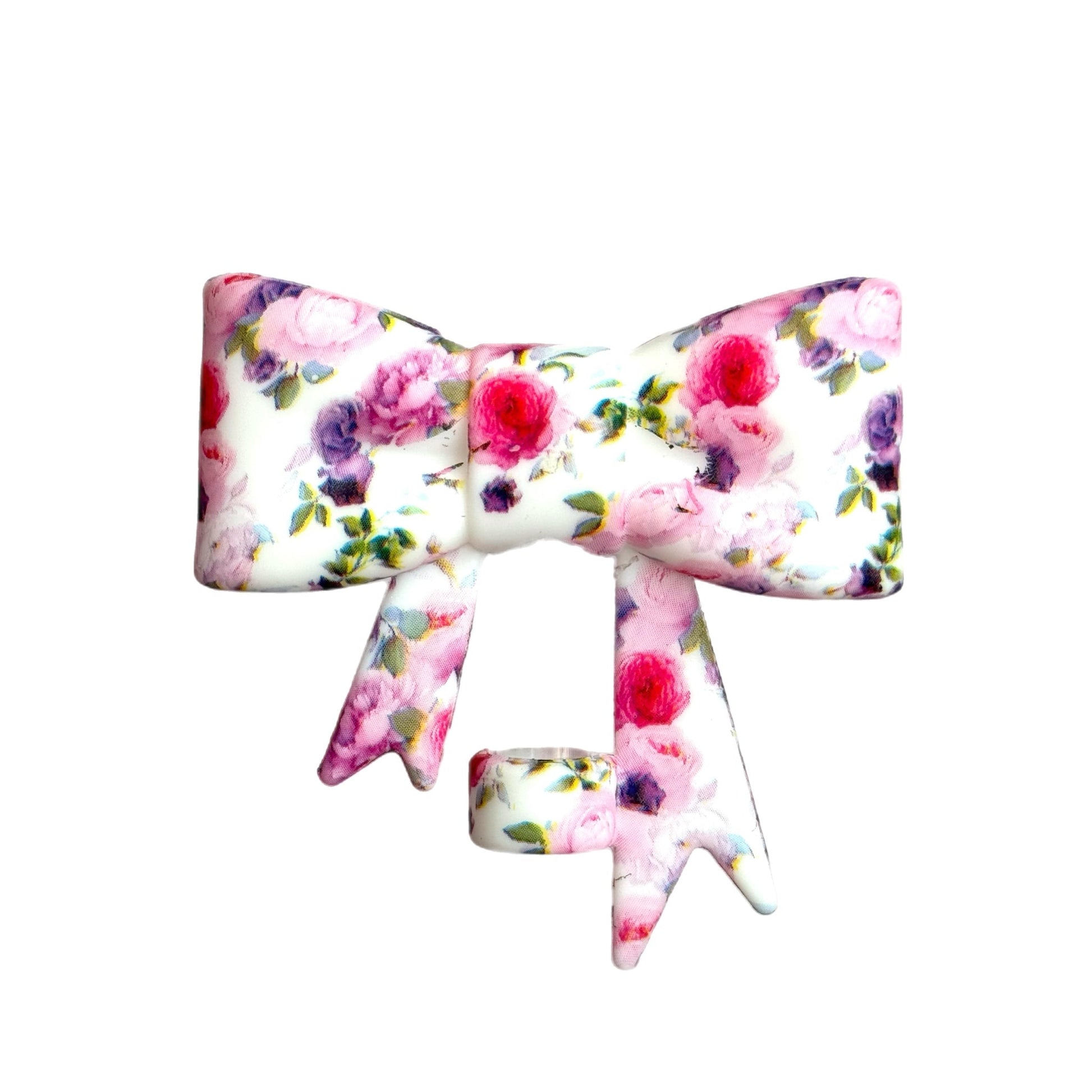 Rosy Floral 3D Bow Silicone Straw Topper | Fits 10mm Straws