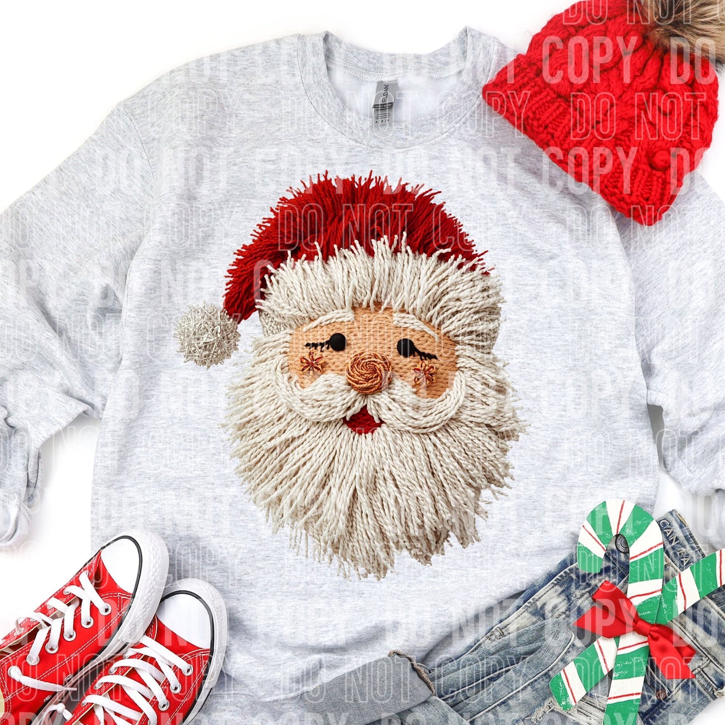 Rosie Santa Faux Yarn Tee or Sweatshirt