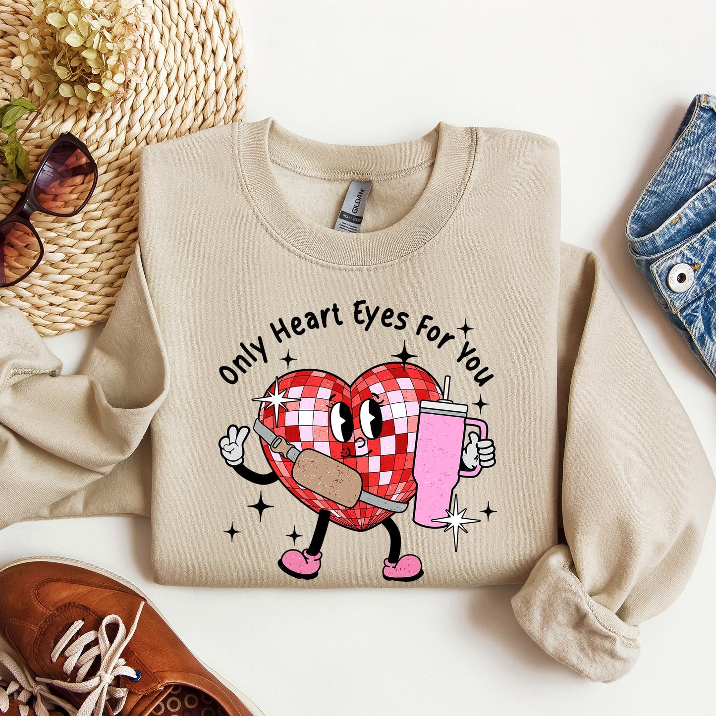 Only Heart Eyes For You Disco Heart Tumbler Lover Valentine Sweatshirt