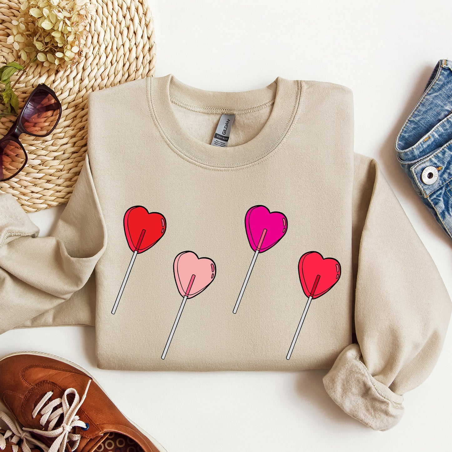 Sand Lollipop Hearts Valentine's Day Sweatshirt 