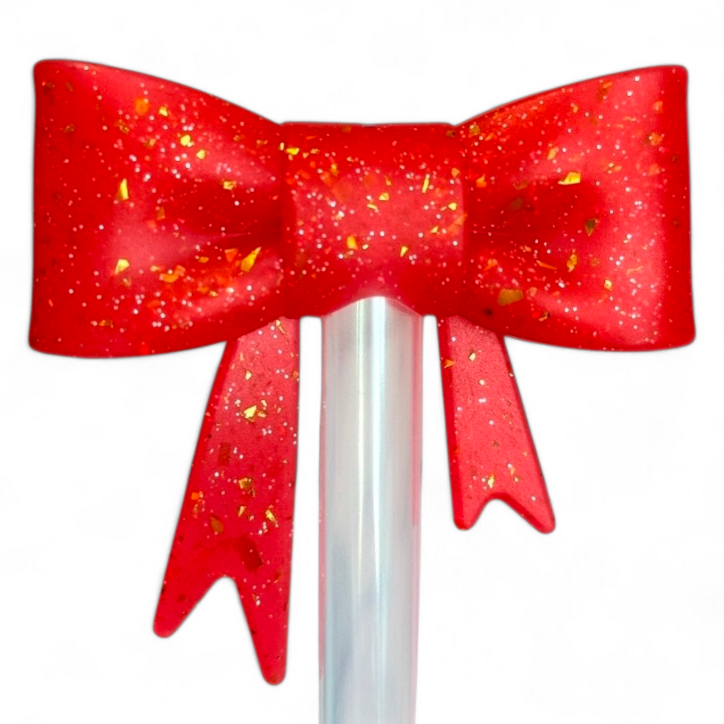 Scarlett Tinsel 3D Bow Silicone Straw Topper | Fits 10mm Straws 