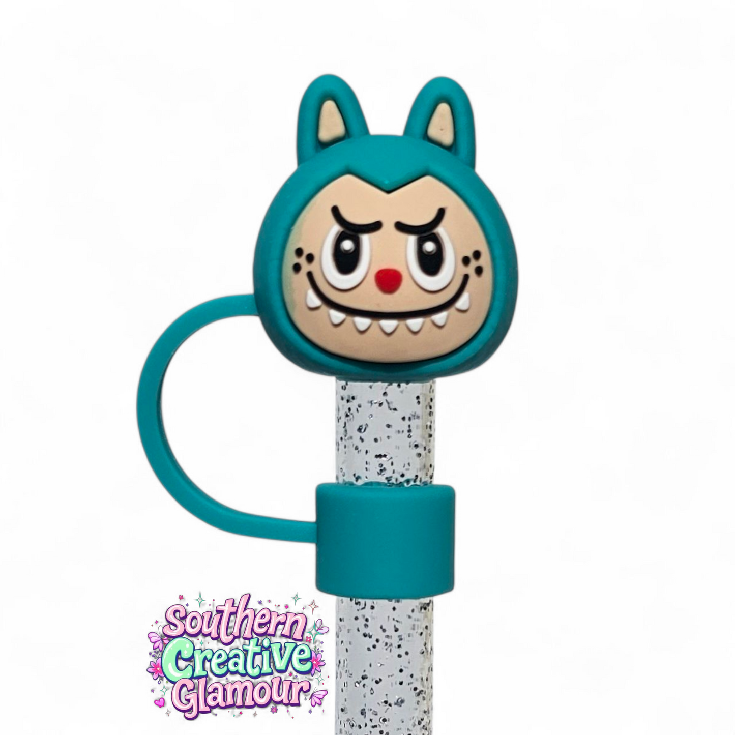Sea Foam Green 3D Labubu 10mm Straw Toppers by Southern Creative Glamour 