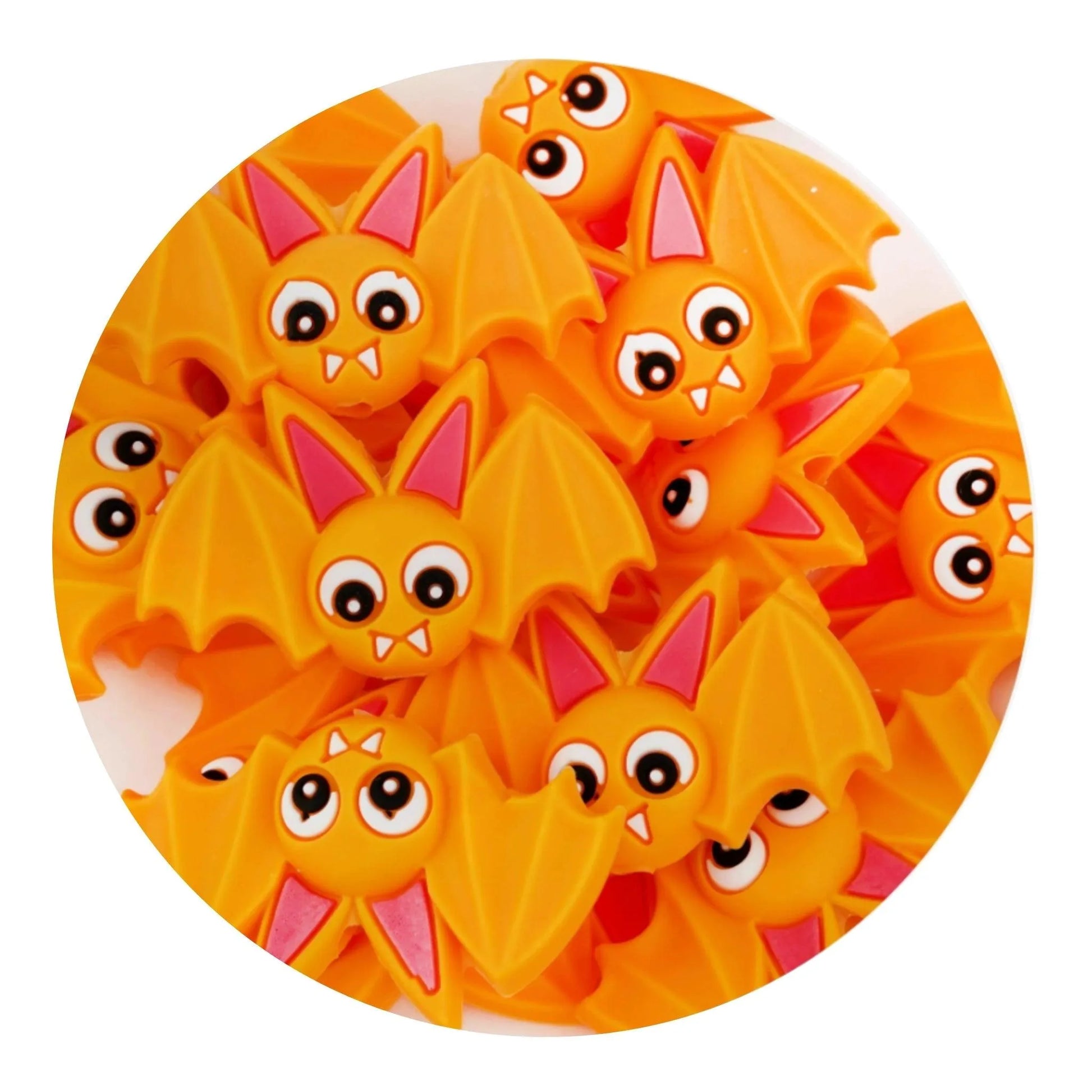 Silicone Focal Bead Bat - Orange (5 Beads)