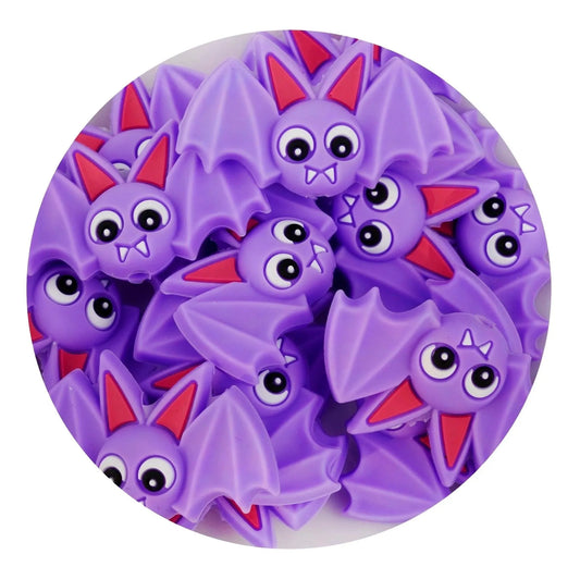 Silicone Focal Bead Bat - Purple (5 Beads)