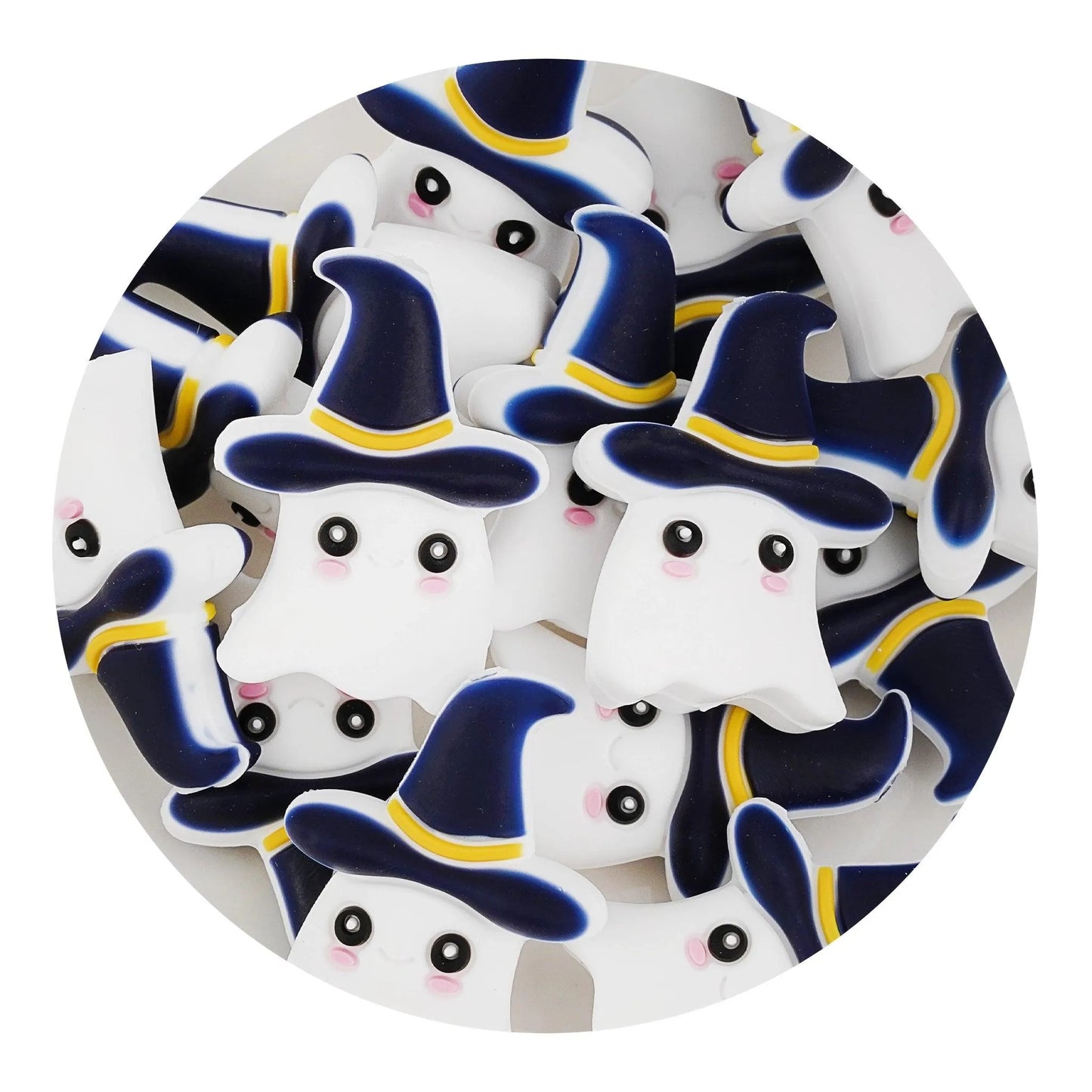 Silicone Focal Bead Ghost - White (5 Beads)