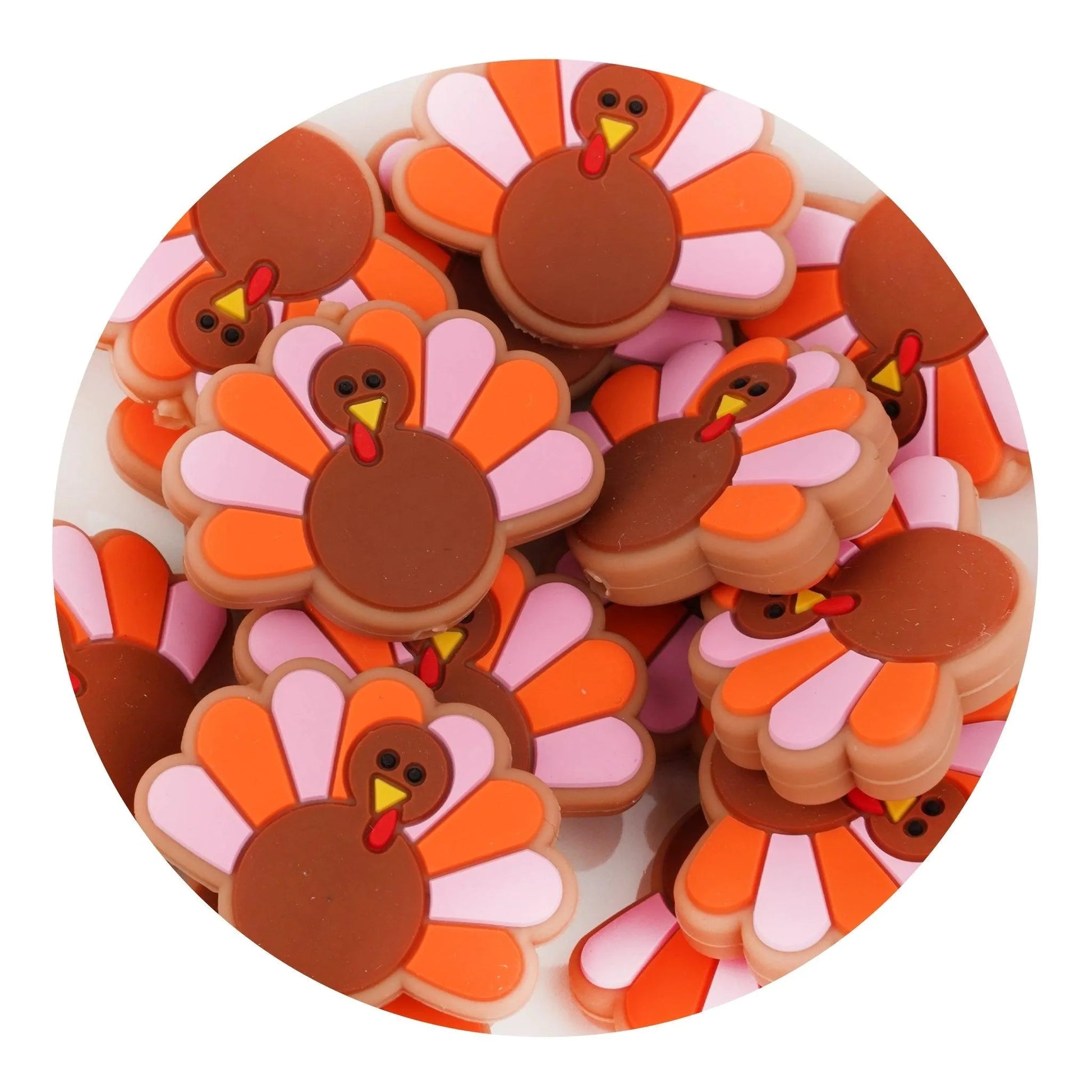 Silicone Focal Bead Turkey - Brown (5 Beads)