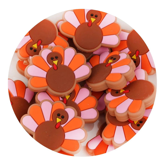 Silicone Focal Bead Turkey - Brown (5 Beads)