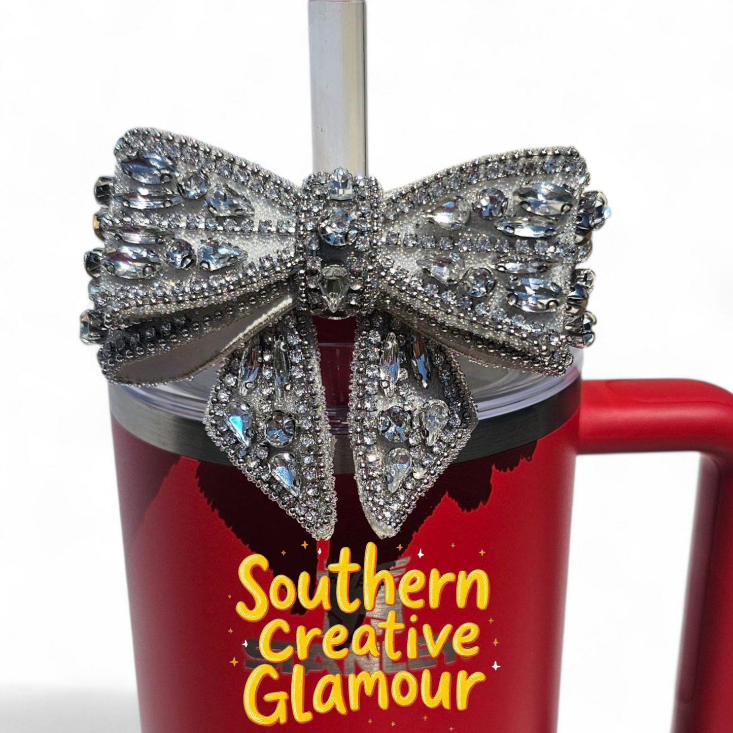 Silver Diamond Bow Tumbler Charm by Southern Creative Glamour 