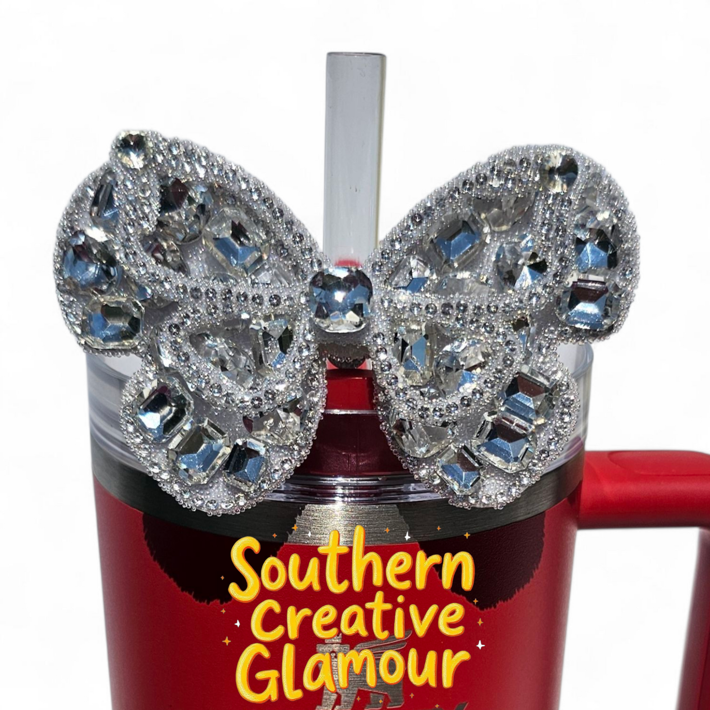 Silver Diamond Butterfly Tumbler Charm by Southern Creative Glamour 