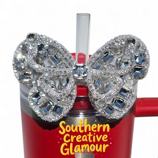 Silver Diamond Butterfly Tumbler Charm by Southern Creative Glamour 