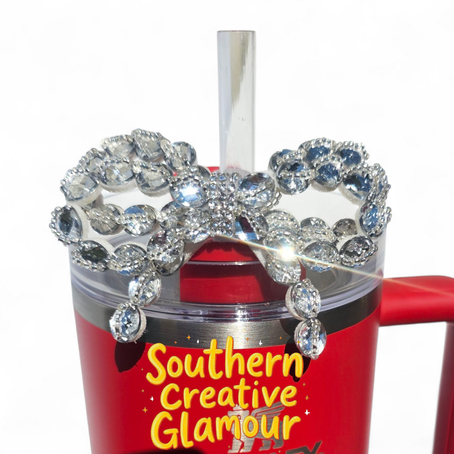 Silver Diamond Bow Tumbler Charm by Southern Creative Glamour 