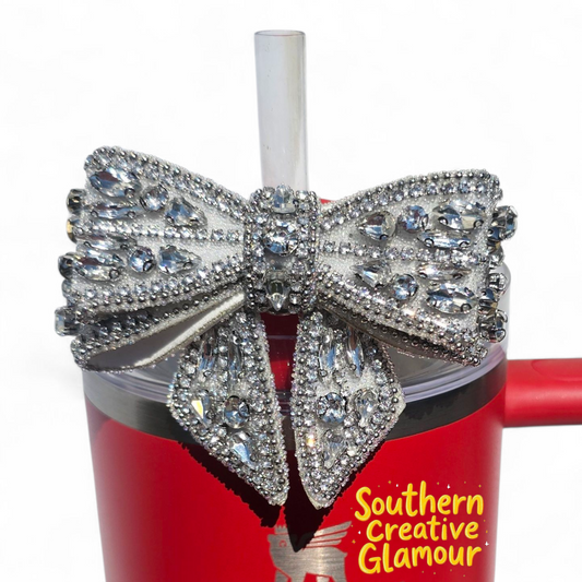 Silver Diamond Bow Tumbler Charm by Southern Creative Glamour 