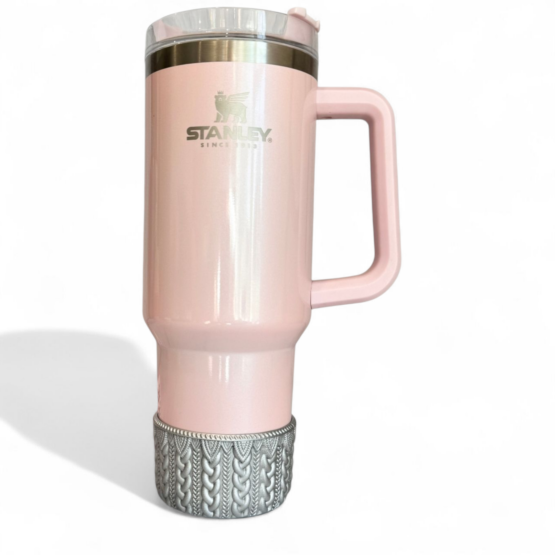 Silver Metallic MACRAME Tumbler Boot -fits 20-40oz