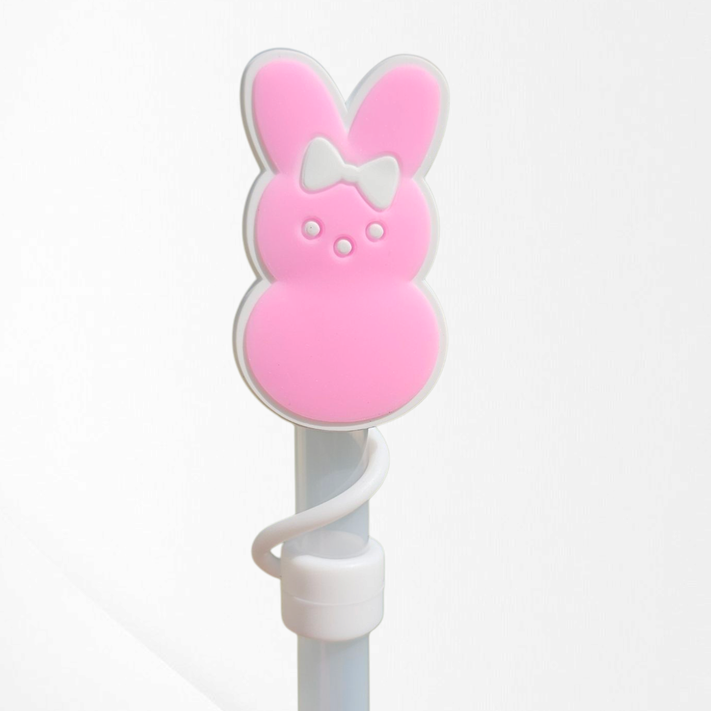 Sizzling Pink Peeps inspired Easter Bunny 2D Silicone Straw Topper  - Straw Cover. 