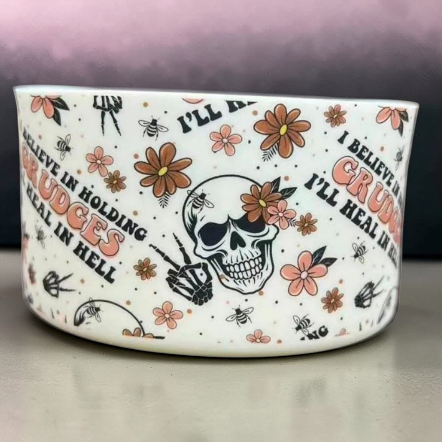 Skeleton Holdin' Grudges Silicone Tumbler Boot | Fits 20-40oz Tumblers 