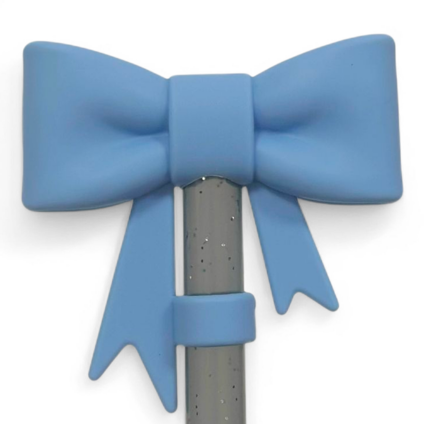 Sky Blue 3D Bow Silicone 10mm Straw Topper 