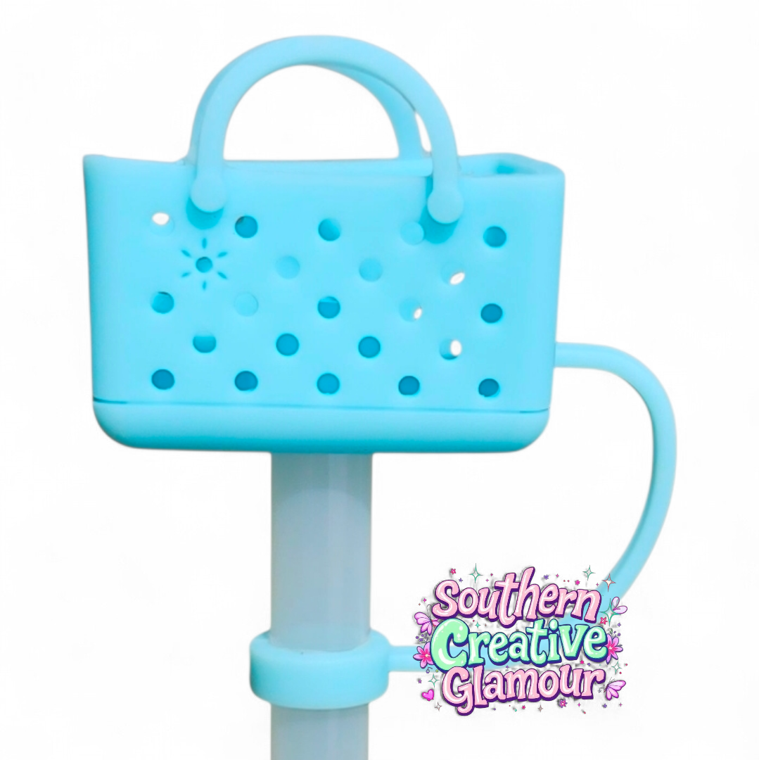 Sky Blue Bogg Bag inspired 10mm Silicone Straw Topper  | Straw Cover 