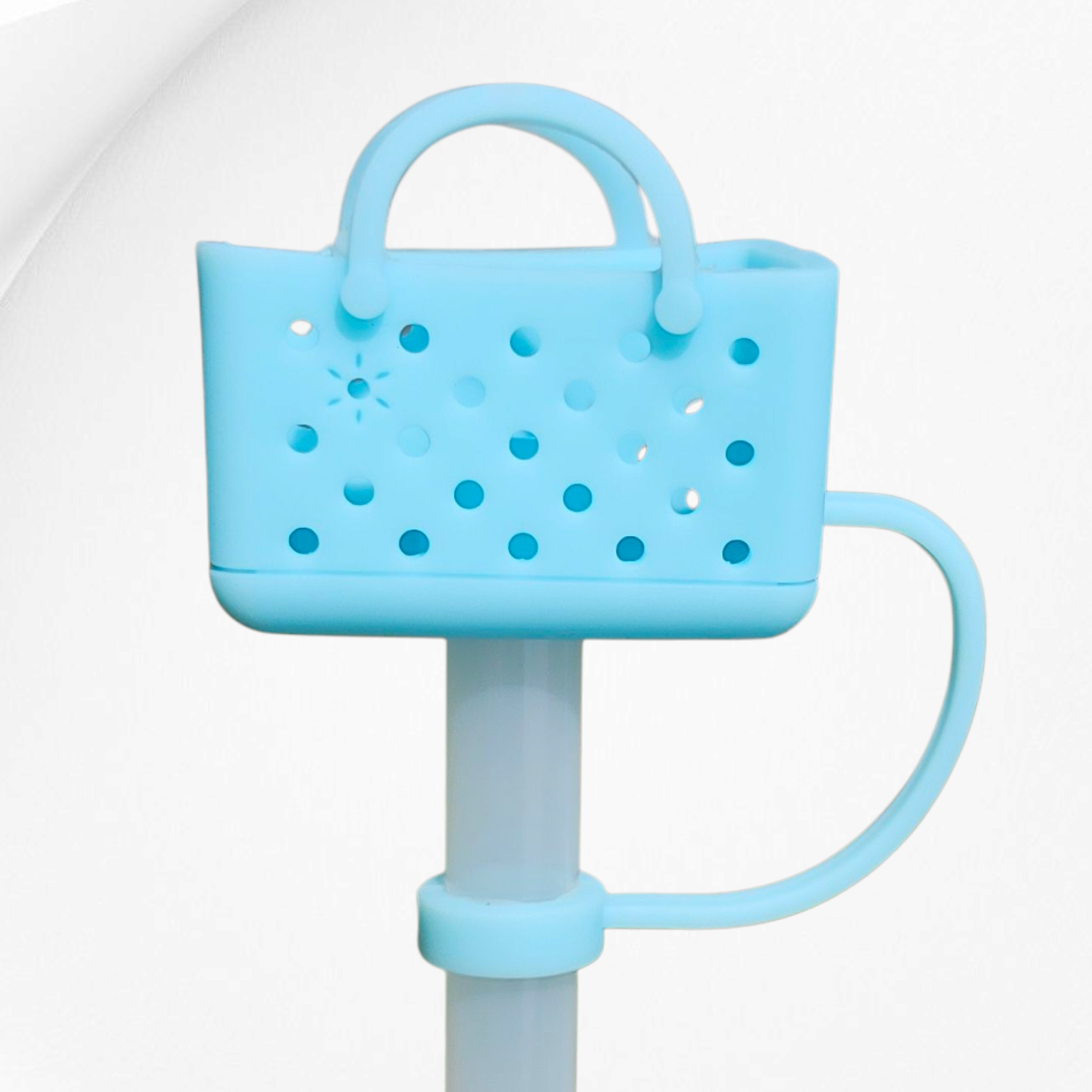 Sky Blue Bogg Bag inspired 10mm Silicone Straw Topper  | Straw Cover 