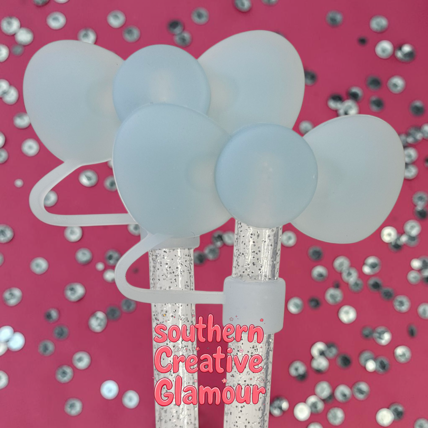 Soft Blue 3D Bow Silicone Straw Topper by Southern CreativeGlamour | Fits 10mm Straws