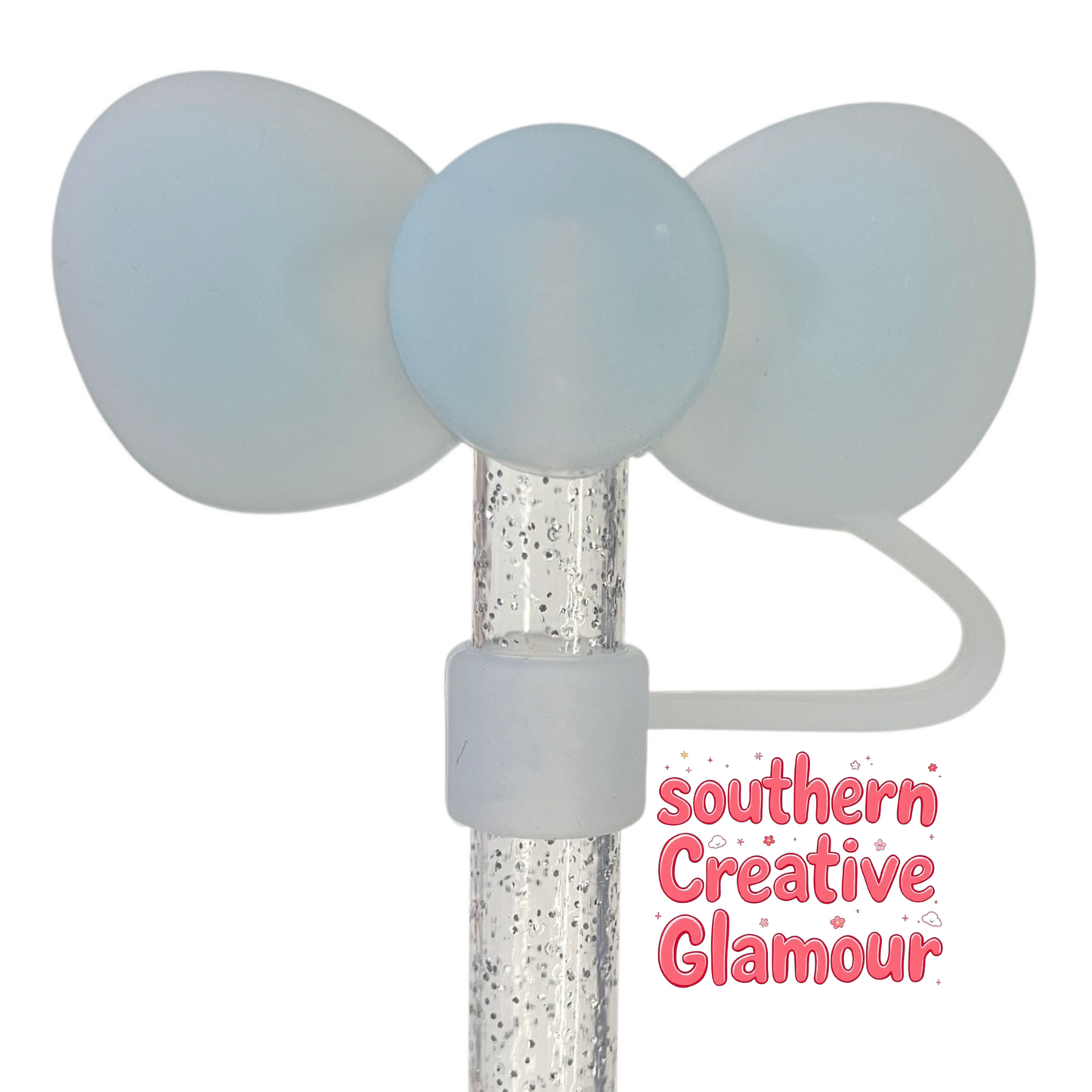 Soft Blue 3D Bow Silicone Straw Topper by Southern CreativeGlamour | Fits 10mm Straws