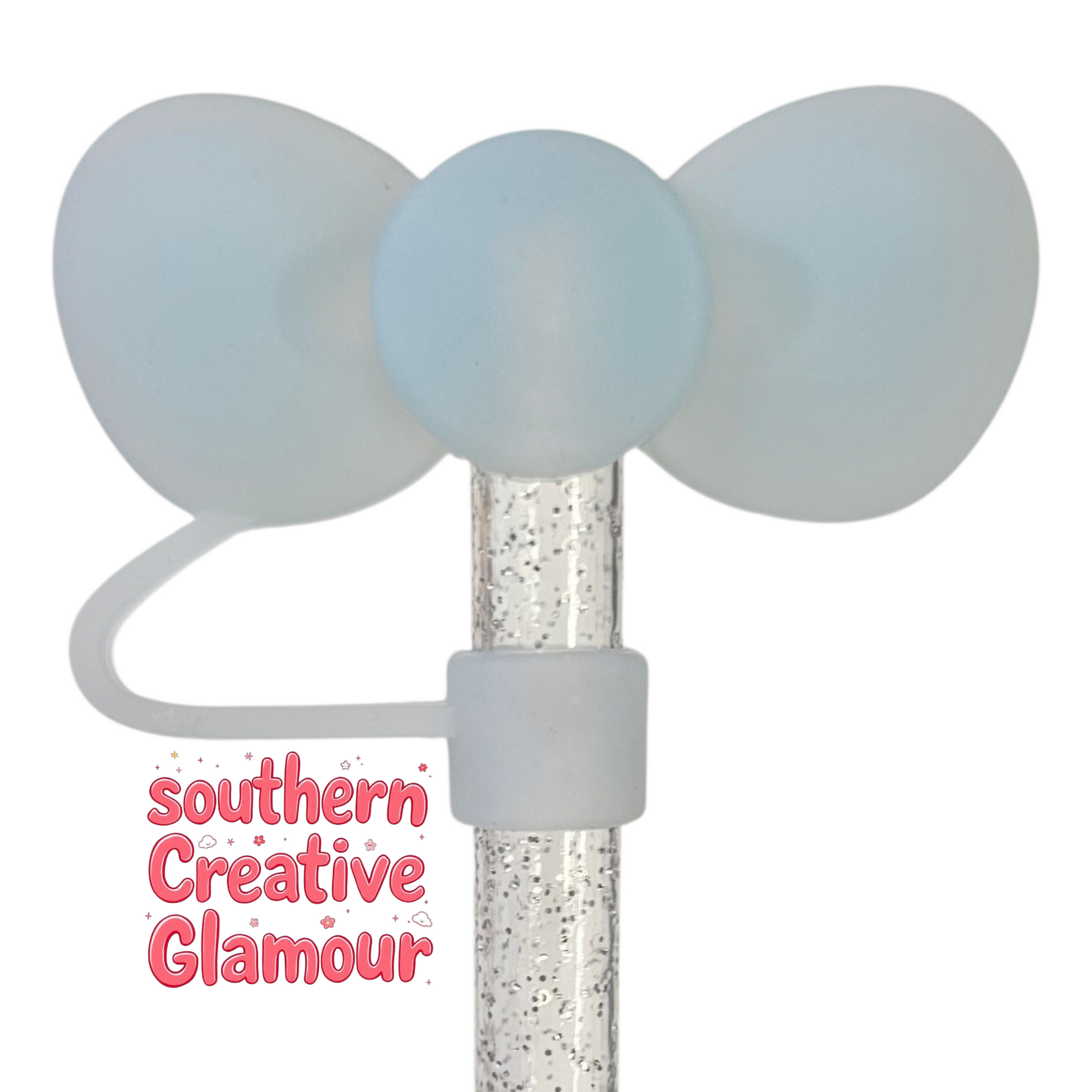 Soft Blue 3D Bow Silicone Straw Topper by Southern CreativeGlamour | Fits 10mm Straws