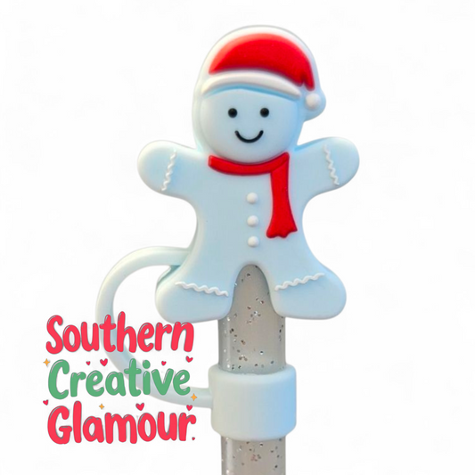 Powder Blue 3D Gingerbread Man Silicone 10mm Straw Topper by Southern Creative Glamour 