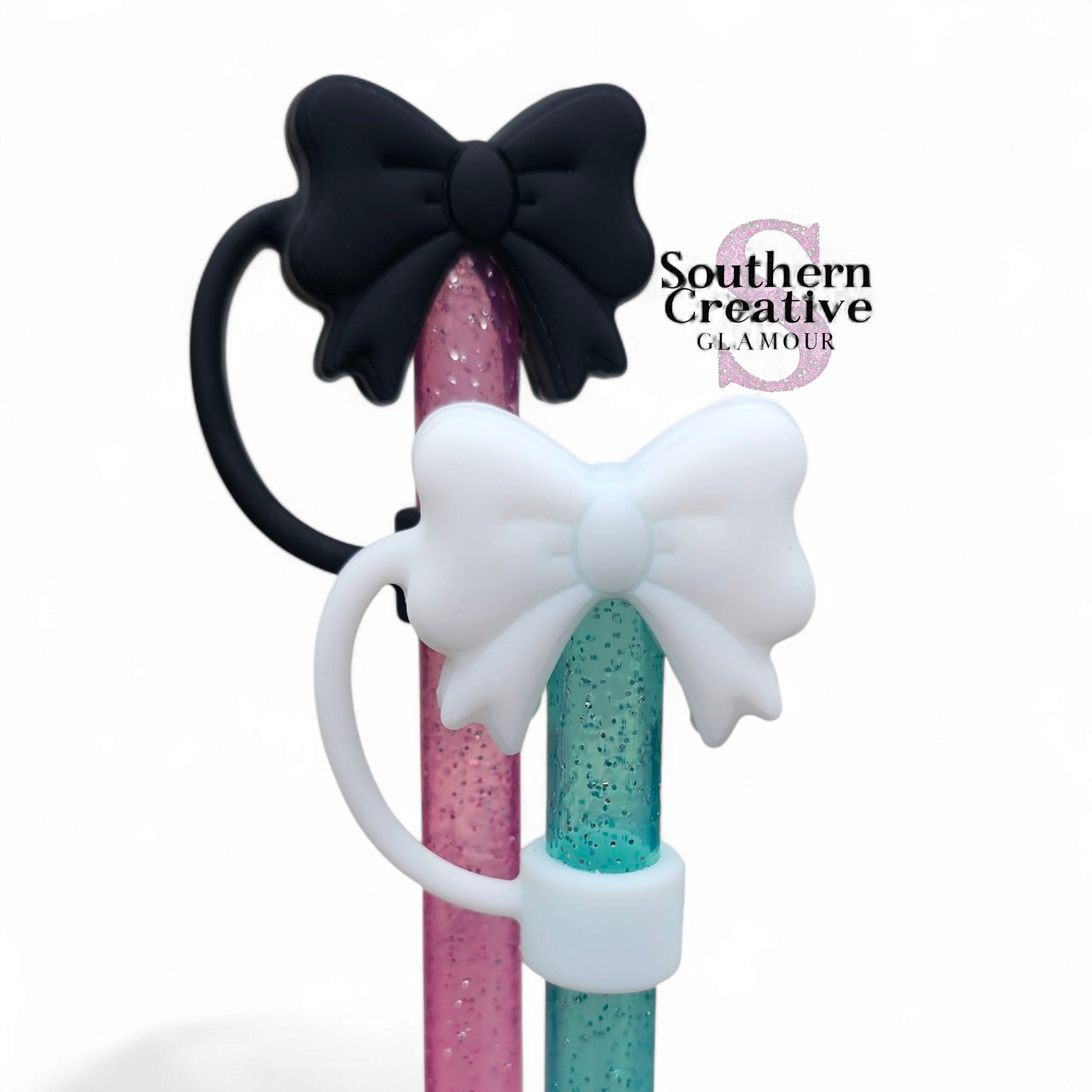 Coquette Bow 3D Silicone 10mm Straw Toppers by Southern Creative Glamour 