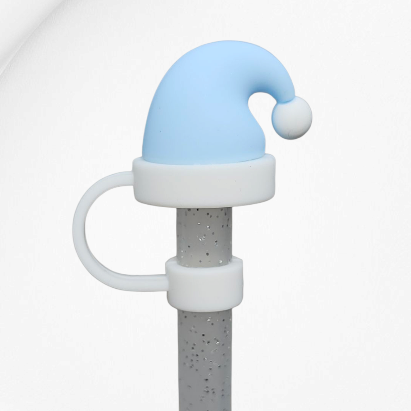 Powder Blue Christmas Santa Hat 3D Silicone Straw Topper | Straw Cover by Southern Creative Glamour 