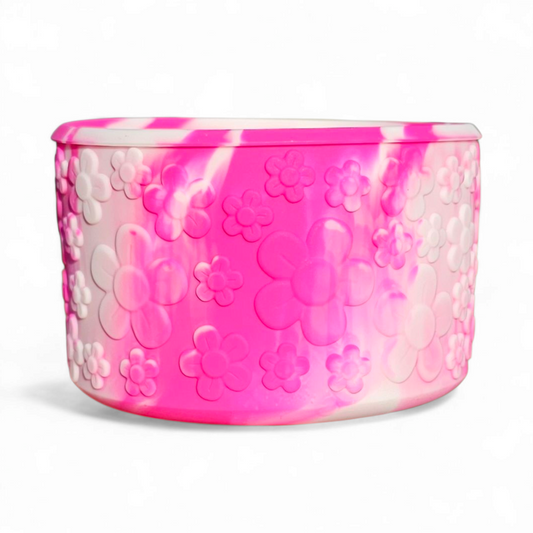 Camelia Pink Gradient Flower textured silicone tumbler boot by Southern Creative Glamour 