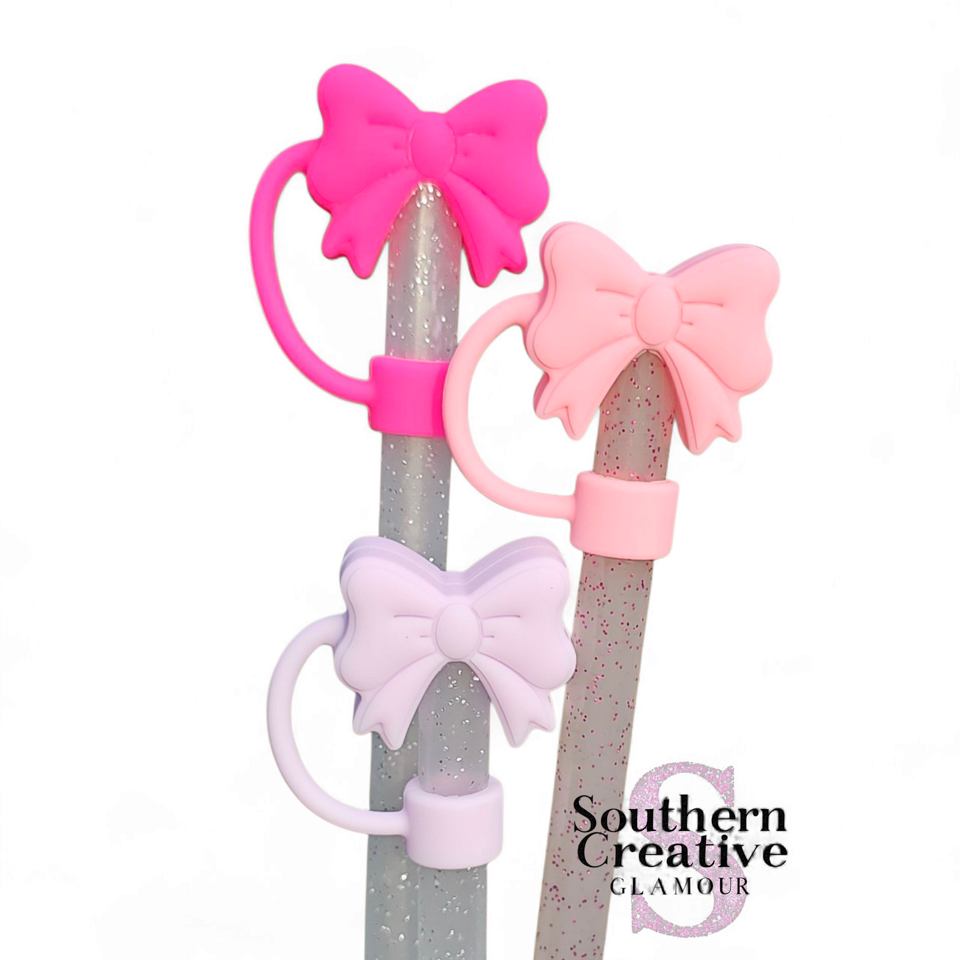 Coquette Bow 3D Silicone Straw Toppers | Straw Covers by Southern Creative Glamour 