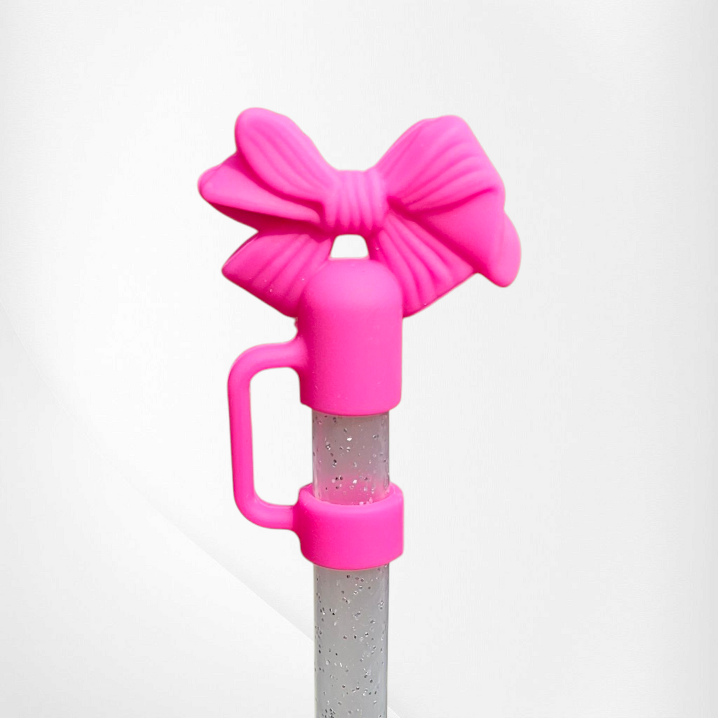 Pink Coquette Bow 3D Silicone Straw Topper  - Straw Cover. 