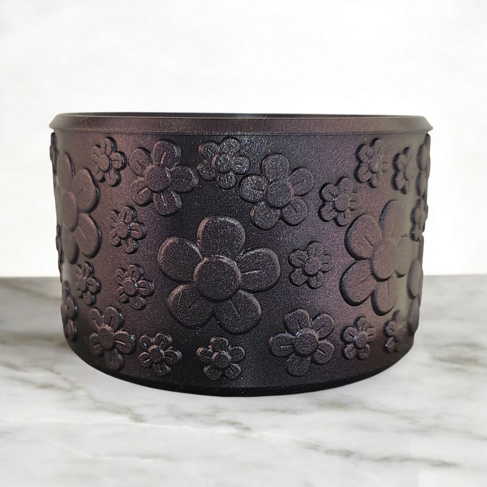 Metallic Purple Shimmer Flower Silicone Tumbler Boot | Tumbler Sleeve by Southern Creative Glamour 