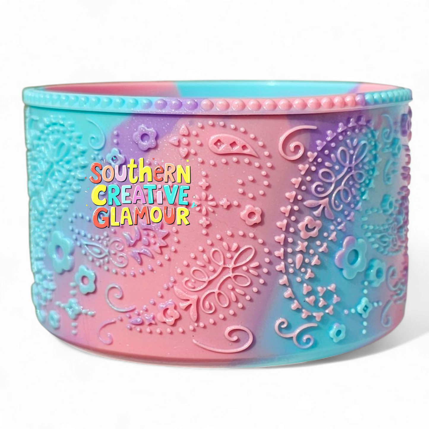 Pastel Swirl Paisley Textured 3D Silicone Tumbler Boot by Southern Creative Glamour 
