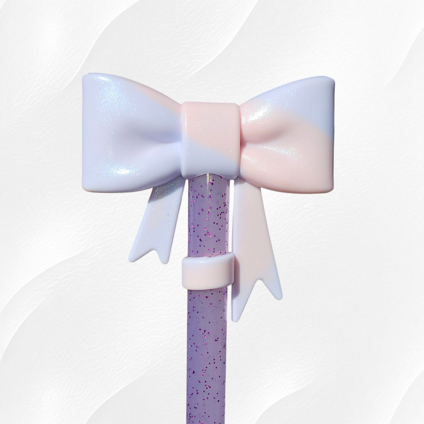 Cotton Candy Shimmer 3D Bow silicone 10mm Straw Topper | Straw Cover by Southern Creative Glamour 