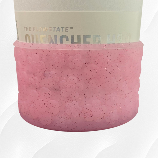 Pink Glitter Textured Flower Silicone Tumbler Boot by Southern Creative Glamour 