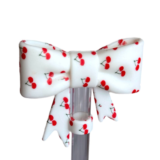 Cherries 3D Bow Straw Topper | Straw Cover 