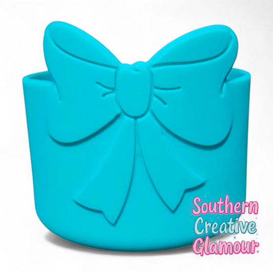 Turquoise 3D Bow Silicone Tumbler Boot | Tumbler Sleeve by Southern Creative Glamour 