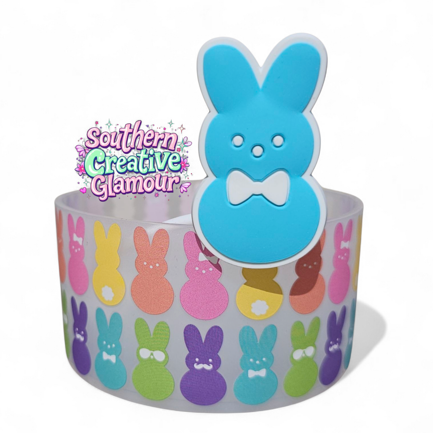 Spring Blue Boy Peeps Easter Bunny 10mm Silicone Straw Topper & Matching EasterBunnySiliconeTumblerBoot | Fits 10mm Straws