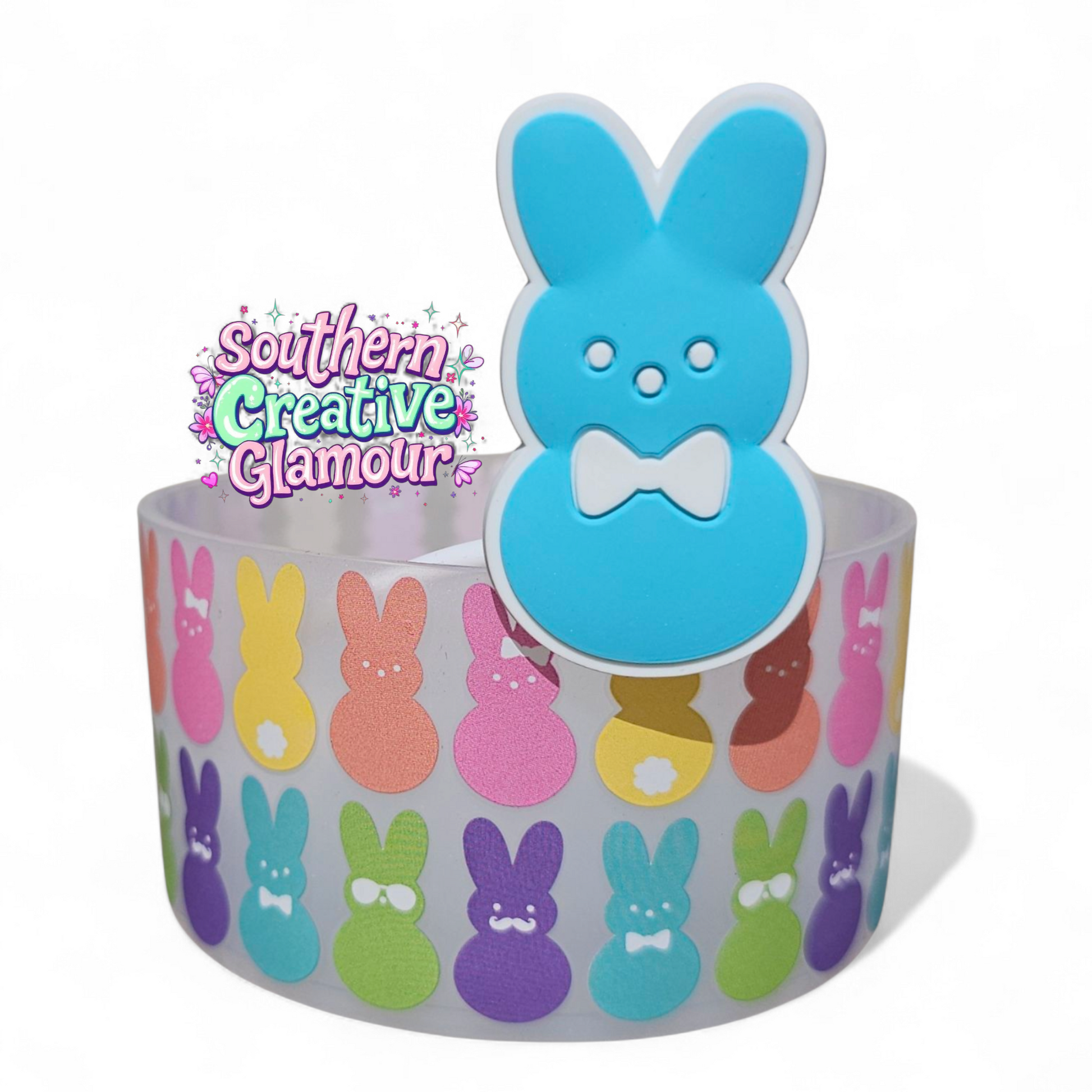Spring Blue Boy Peeps Easter Bunny 10mm Silicone Straw Topper & Matching EasterBunnySiliconeTumblerBoot | Fits 10mm Straws