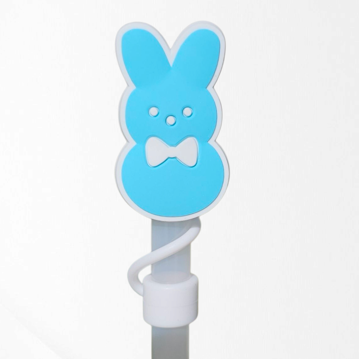 Blue Boy Peeps inspired Easter Bunny 2D Silicone Straw Topper  - Straw Cover. 