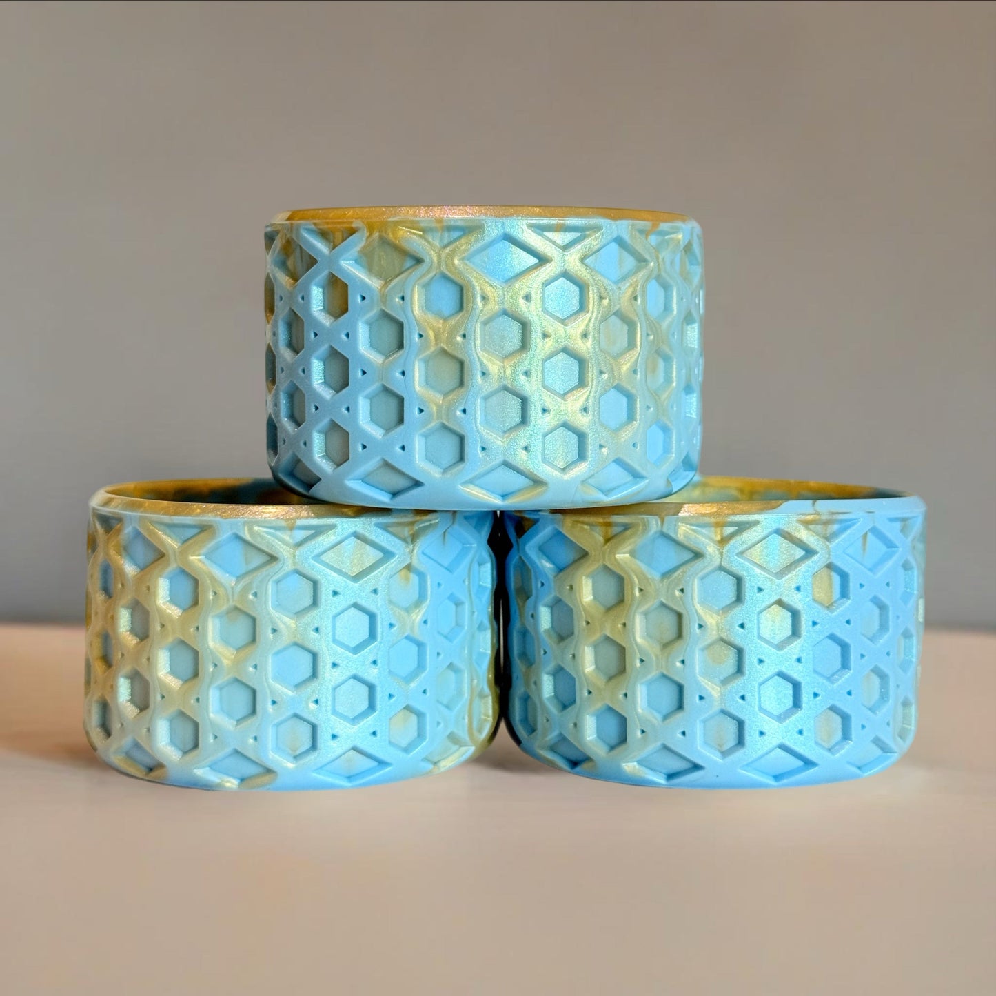 Messi Blue Shimmer Waffle Silicone Tumbler Boot | Fits 20-40oz Tumblers 